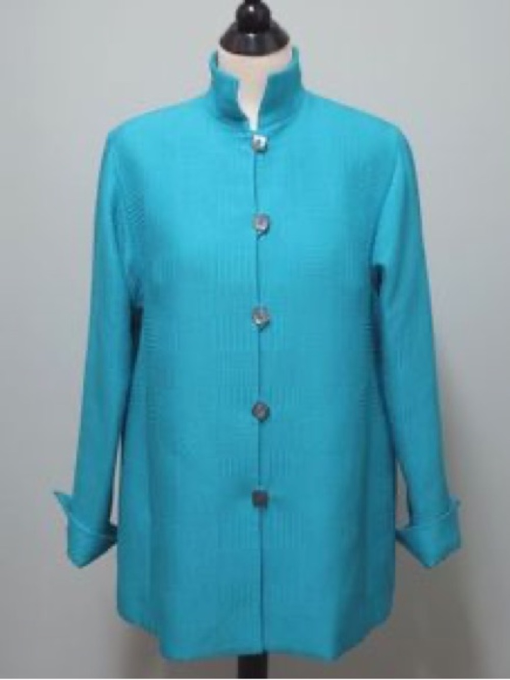 Nina Mclemore COTTON MATELASSÉ RAJ
Turquoise Textured Stand-Collar Jacket